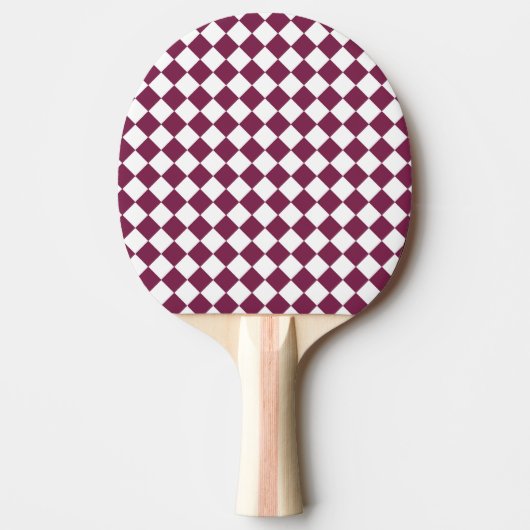 Burgundy White Checker Diamond Pattern 卓球ラケット (正面)