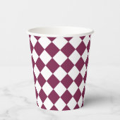 Burgundy White Checker Diamond Pattern 紙コップ (裏面)