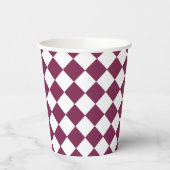 Burgundy White Checker Diamond Pattern 紙コップ (左)