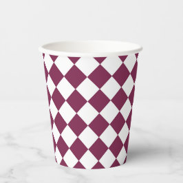 Burgundy White Checker Diamond Pattern 紙コップ