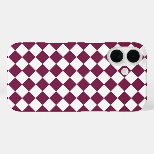 Burgundy White Checker Diamond Pattern Case-Mate iPhoneケース (裏面 (横))
