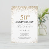 Burgundy White Gold 50th Wedding Anniversary  招待状 (スタンド正面)