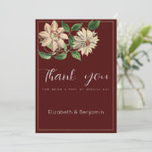 Burgundy white green floral botanic Thank You 招待状 (スタンド正面)