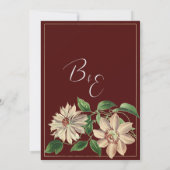 Burgundy white green floral botanic Thank You 招待状 (裏面)