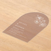 Burgundy White Line Art Minimalist Wedding アクリル招待状 (レイダウン)