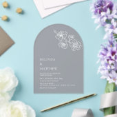 Burgundy White Line Art Minimalist Wedding アクリル招待状 (インサイチュ (ウェディング))