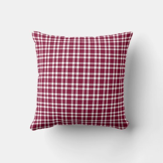 Burgundy White Plaid Pattern クッション (裏面)
