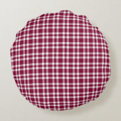 Burgundy White Plaid Pattern ラウンドクッション (裏面)