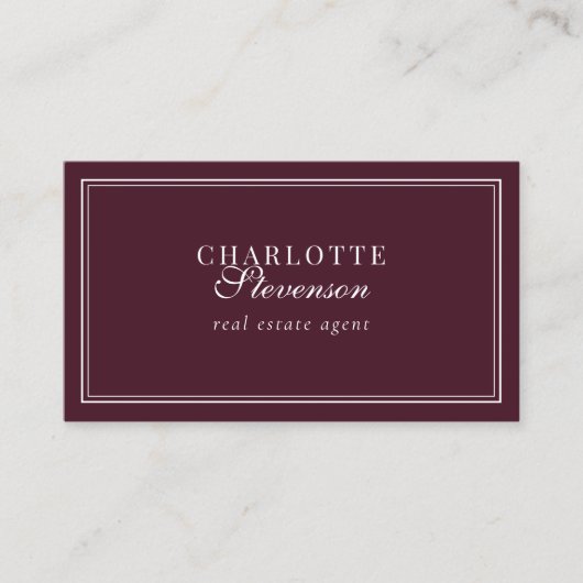 Burgundy & White Professional Luxury Photo QR Code 名刺 (正面)