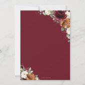 Burgundy White Rust Orange Floral Church Wedding 招待状 (裏面)
