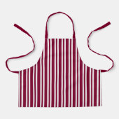 Burgundy White Stripes Seamless Pattern エプロン (正面)