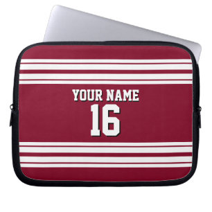 Burgundy White Team カスタム Jerseyの番号名 ラップトップスリーブ