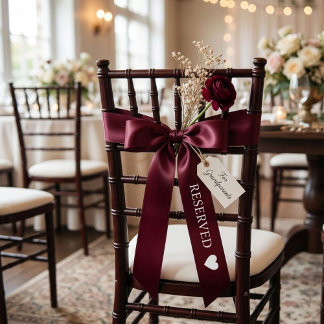 Burgundy & White wedding Reserved サテンリボン