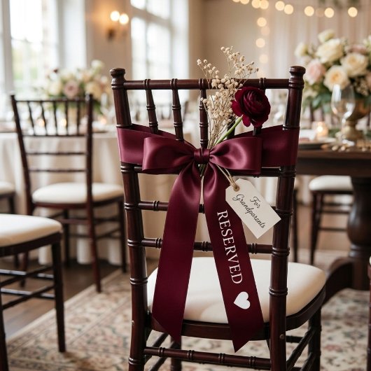Burgundy & White wedding Reserved サテンリボン