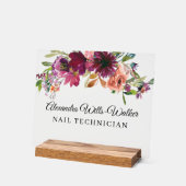 Burgundy Wildflower Floral  アクリルサイン (傾斜)