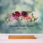 Burgundy Wildflower Floral  アクリルサイン (ニュートラル)