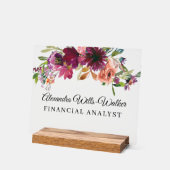 Burgundy Wildflower Floral  アクリルサイン (傾斜)