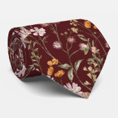 Burgundy Wildflower Garden Flowers Spring Meadow ネクタイ (ロール)