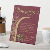 Burgundy Wildflowers Honeymoon Fund QR Code 台座サイン (インサイチュ)