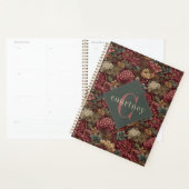Burgundy William Morris Floral Elegant Monogram  プランナー手帳 (ディスプレー)