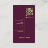 Burgundy Wine & Gold Elegant Luxe Monogram 名刺 (裏面)