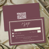 Burgundy Wine Minimalist Frame Wedding QR Code 出欠カード