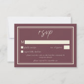 Burgundy Wine Minimalist Frame Wedding QR Code 出欠カード (正面)