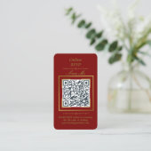 Burgundy Wine | Photo Online RSVP QR Code Wedding  エンクロージャーカード (スタンド正面)