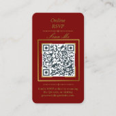 Burgundy Wine | Photo Online RSVP QR Code Wedding  エンクロージャーカード (正面)