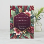 Burgundy Winter Botanical Wedding 招待状 (スタンド正面)