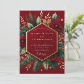 Burgundy Winter Botanical Wedding 招待状 (スタンド正面)