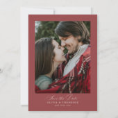 Burgundy Winter Floral Photo Back Wedding セーブザデート (裏面)