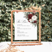 Burgundy Winter Floral Wedding Bar Menu 台座サイン