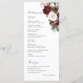 Burgundy Winter Floral Wedding Ceremony Program プログラム (裏面)