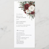 Burgundy Winter Floral Wedding Ceremony Program プログラム (正面)
