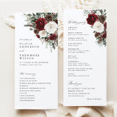 Burgundy Winter Floral Wedding Ceremony Program プログラム