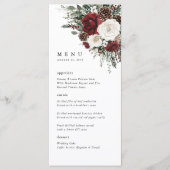 Burgundy Winter Floral Wedding Reception Menu メニュー (正面)