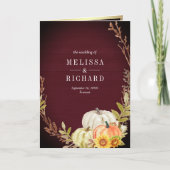 Burgundy Wood Sunflower Pumpkin QR Code Wedding 招待状 (正面)