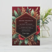 Burgundy Woodland Flourish Wedding 招待状 (スタンド正面)