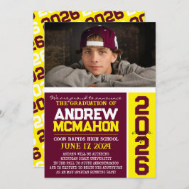 Burgundy & Yellow卒業写真のお知らせ 招待状