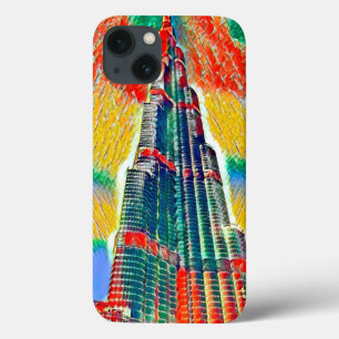 BurjカラフルなKhalifaの多彩な絵画 iPhone 13ケース