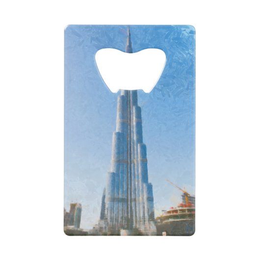 Burj Khalifaのドバイの絵画 クレジットカード栓抜き (正面)