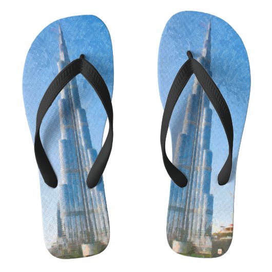 Burj Khalifaのドバイの絵画 ビーチサンダル (フットベッド)