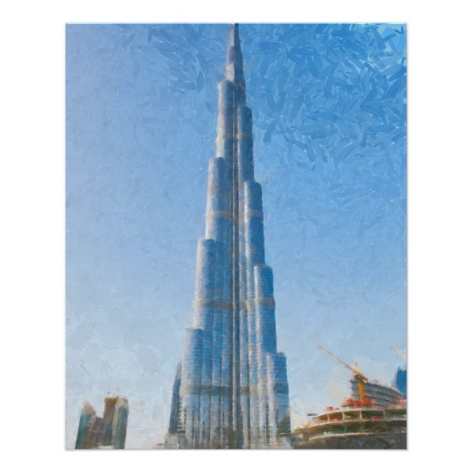 Burj Khalifaのドバイの絵画 ポスター (正面)