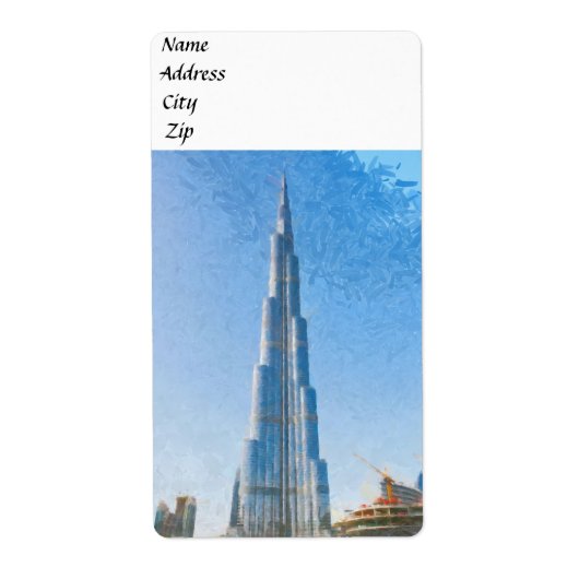Burj Khalifaのドバイの絵画 ラベル (正面)