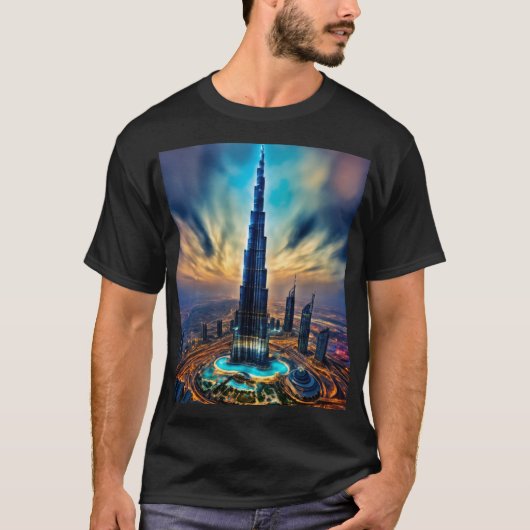 Burj Khalifa威厳のある – ライトカラーTシャツデザイン Tシャツ (正面)