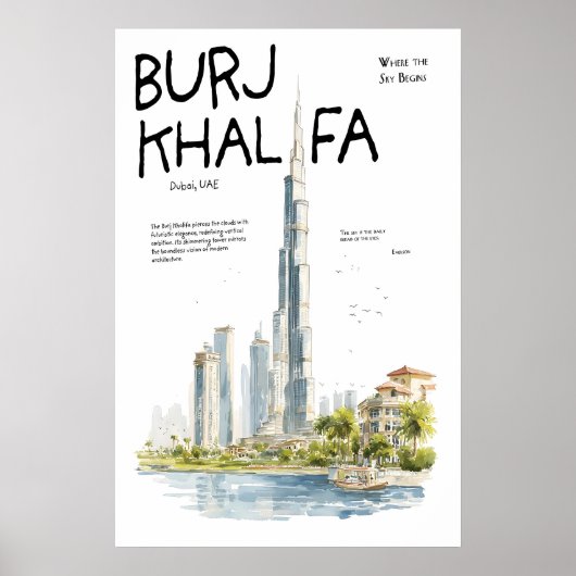 Burj Khalifa Poster  Dubai UAE Skyline  Modern ポスター (正面)
