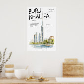 Burj Khalifa Poster  Dubai UAE Skyline  Modern ポスター (キッチン)