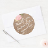 Burlapありがとうステッカー、Shabbyありがとう好意 ラウンドシール (封筒)