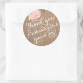 Burlapありがとうステッカー、Shabbyありがとう好意 ラウンドシール (バッグ)